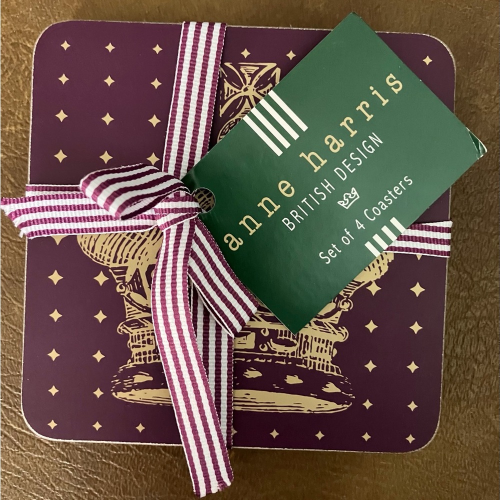 Anne Harris Purple Crowns Coaster Set